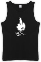 Zwarte Tanktop met  " Have a Nice Day " print Wit size XL