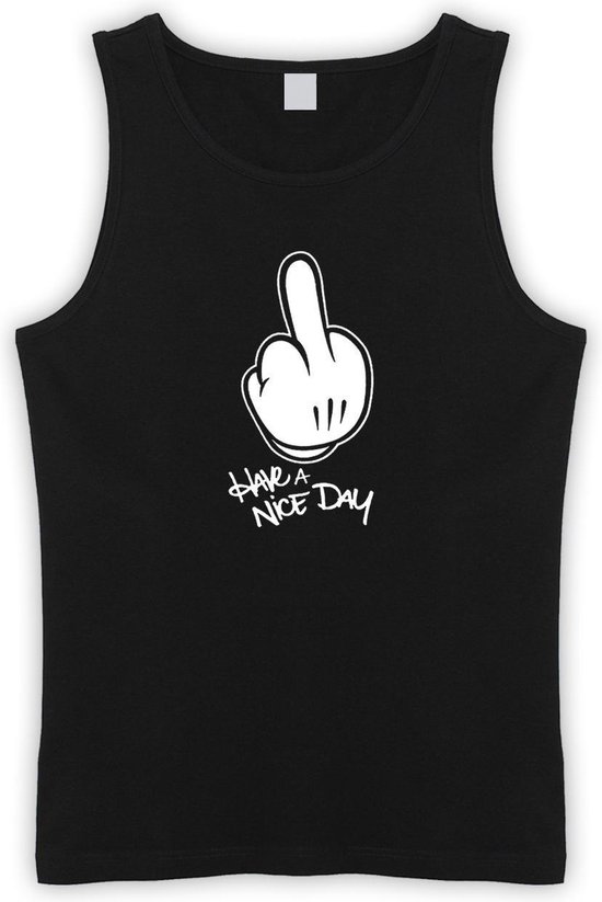 Zwarte Tanktop met  " Have a Nice Day " print Wit size XL