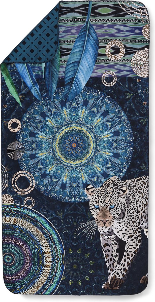 HIP Yoga / Reishanddoek "mandala's en een luipaard" - Multi - (75x180 cm) - Microvezel