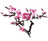 Magnolia Bloesem tak Opnaai Embleem Patch Links 38 cm / 28 cm / Roze Wit Bruin
