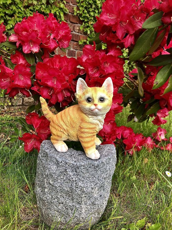 Kat staand klein 3 ass rood 18 cm hoog - kitten - poes - rood - ros -  polyester... | bol.com