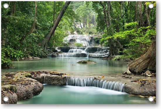 Waterval in het bos - Tuinposter 200x100 - Wanddecoratie - Landschap -  Natuur | bol.com