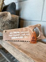 Cadeaupakket papa - vader - inclusief houten hartje papa - Houten zaag Als papa het niet kan maken, dan kan niemand het + sleutelhanger The man/ vaderdag geschenk / vaderdag cadeau