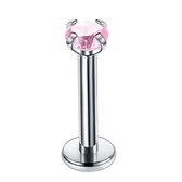 Helix piercing rond roze zirkonia 3mm chirurgisch staal 1.2mm 6mm