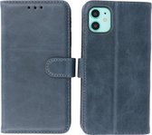 Bestcases - Klassiek Design Echt Lederen Hoesje - Portemonnee Wallet Cases - Book Case Telefoonhoesje - Geschikt voor iPhone 11 - Navy