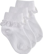 Meisjes kanten sokjes|3 paar|Kleur wit maat 27-30 cm|Chaussettes en dentelle pour filles 3 paires Couleur blanc taille 27-30 cm