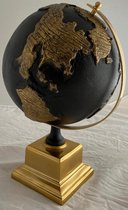 Decoratie wereldbol | zwart goud | 13x13x33cm