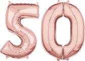 Helium cijfer ballonnen 50  rosé goud.