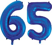 Blauwe folie ballonnen cijfer 65.