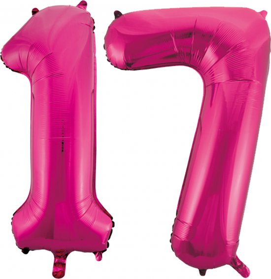 Helium roze cijfer ballonnen 17.