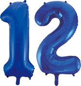 Blauwe folie ballonnen cijfer 12.