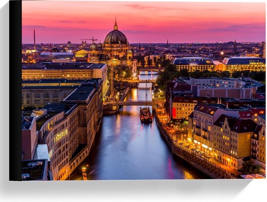 Canvas  - De Skyline van Berlijn - 40x30cm Foto op Canvas Schilderij (Wanddecoratie op Canvas)