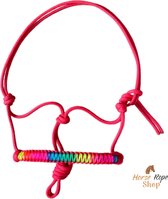 Touwhalster ‘Rainbow’ rood maat Cob | rood, red, neon, rainbow, regenboog, touwproducten, halster