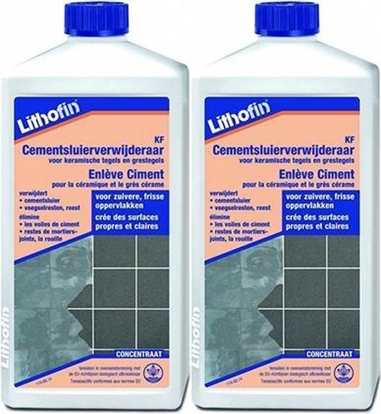 Lithofin KF Cementsluierverwijderaar - KERAMISCHE TEGELS - 2 x 1L - Voordeelpack