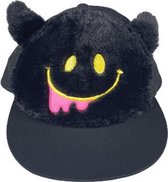 Smiley pet - Zwart - Katoen - Smiley print met kattenoren