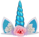 Unicorn cake topper eenhoorn taart versiering cake decoration blauw