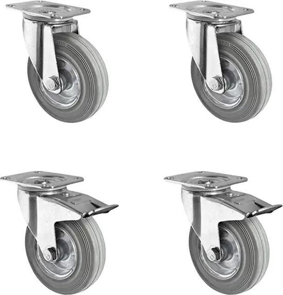 Polyamide wielenset, wit – TENTE: 2 zwenkwielen, 2 zwenkwielen met Polyamide wielenset, wit – TENTE: 2 zwenkwielen, 2 zwenkwielen met