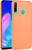 Huawei P40 Lite E Hoesje - Mobigear - Croco Serie - Hard Kunststof Backcover - Oranje - Hoesje Geschikt Voor Huawei P40 Lite E