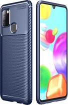 Xiaomi Redmi 9C Hoesje - Mobigear - Racing Serie - TPU Backcover - Blauw - Hoesje Geschikt Voor Xiaomi Redmi 9C