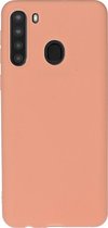 Samsung Galaxy A21 Hoesje - Mobigear - Color Serie - TPU Backcover - Oranje - Hoesje Geschikt Voor Samsung Galaxy A21