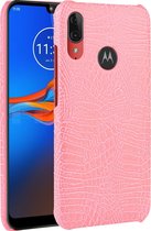 Motorola Moto E6 Plus Hoesje - Mobigear - Croco Serie - Kunstlederen Backcover - Roze - Hoesje Geschikt Voor Motorola Moto E6 Plus