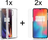 OnePlus 6T hoesje shock proof case transparant hoesjes cover hoes - 2x OnePlus 6T screenprotector