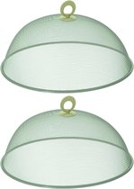 Set van 2x stuks groene metalen vliegenkappen/voedselkappen rond 35 cm