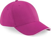 6-panel baseballcap fuchsia roze/wit voor volwassenen