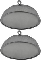 Set van 4x stuks metalen vliegenkappen/voedselkappen antraciet grijs rond 35 cm