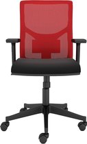 Nancy's Naugatuck Bureaustoel - Draaistoel - Verstelbare Rugleuning - Verstelbare Lendensteun - Armleuningen - Zithoogte Verstelbaar - Zwart - Rood - 64.5 x 69.5 x 99.5-109 cm