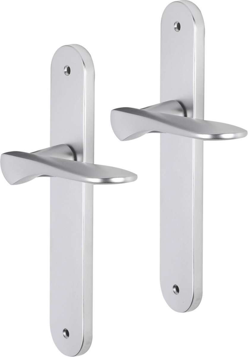 Deurkruk - Impresso Watford - Voor binnen - Ovaal deurschild met schroeven - Aluminium - 2 stuks