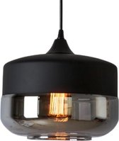 KLIMliving Moorea - Hanglamp - 1xE27 - Zwart - Metaal - Glas - Smoke - Hanglamp eetkamer - Hanglamp Woonkamer - Hanglamp industrieel