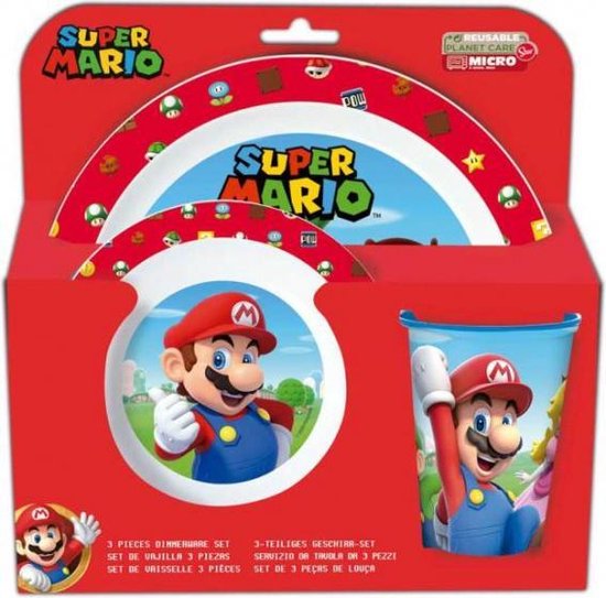 Dankzegging ik betwijfel het eenzaam Mario Super mario kinder serviesset 3-delig rood/wit | bol.com