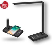 Odnalor LED Bureau lamp  - Dimbaar - opvouwbaar - Draadloos Opladen Smartphone - Zwart