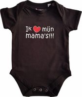 Zwarte romper met "Ik hou van mijn mama's" - maat 80 - moederdag, zwanger, cadeautje, kraamcadeau, grappig, geschenk, baby, tekst, bodieke