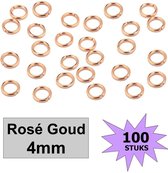 Fako Bijoux® - Oogjes - Ringetjes - Sieraden Maken - Rosé Goudkleurig - 4mm - 100 Stuks