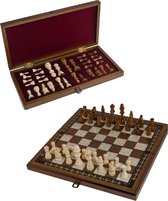 Handgemaakte opvouwbare schaakbord met houten schaakstukken - Luxe schaakset/schaakspel - Opvouwbaar - Inklapbaar - Schaken - Chess - 40 x 40 cm