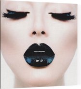 Vrouw met zwarte lippen - Foto op Canvas - 40 x 40 cm