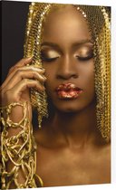 Vrouw met gouden haar - Foto op Canvas - 100 x 150 cm