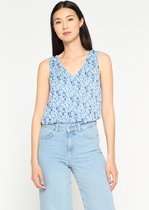 LOLALIZA - Tanktop met metallic details en print - Marine Blauw - Maat L