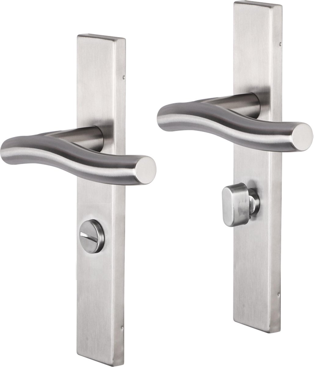 Impresso Chester Deurklink – Deurbeslag – Vierkant – Deurschild met Toiletsluiting – Zilver