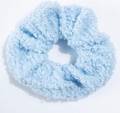 Teddy scrunchie/haarwokkel, licht blauw