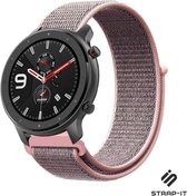 Nylon Smartwatch bandje - Geschikt voor  Xiaomi Amazfit GTR nylon band - pink sand - 47mm - Strap-it Horlogeband / Polsband / Armband