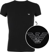 Emporio Armani stretch crewneck shirt eagle logo zwart - XL
