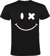 Smiley Heren t-shirt | emoticon | glimlach | blij | vrolijk | knipoog | Zwart