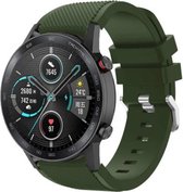 Siliconen Smartwatch bandje - Geschikt voor  Honor Magic Watch 2 siliconen band - legergroen - 42mm - Horlogeband / Polsband / Armband