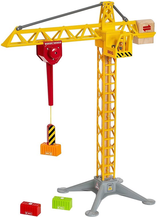 Brio World 33835 Grote bouwkraan met verlichting - houten L4PC-00095568