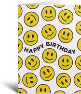 Kaart - Happy Birthday Yellow Smiley - Verjaardag - Kinderen - Cadeau - Verjaardagskaart - Jongeren