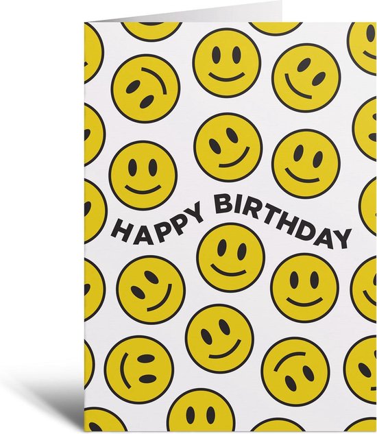 Tussendoortje in het midden van niets Haalbaar Kaart - Happy Birthday Yellow Smiley - Verjaardag - Kinderen - Cadeau -...  | bol.com