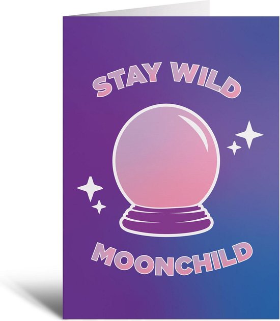 Kaart - Stay Wild Moonchild - Verjaardag - Paars - Glazen Bol Astrologie - Mystery -... bol.com